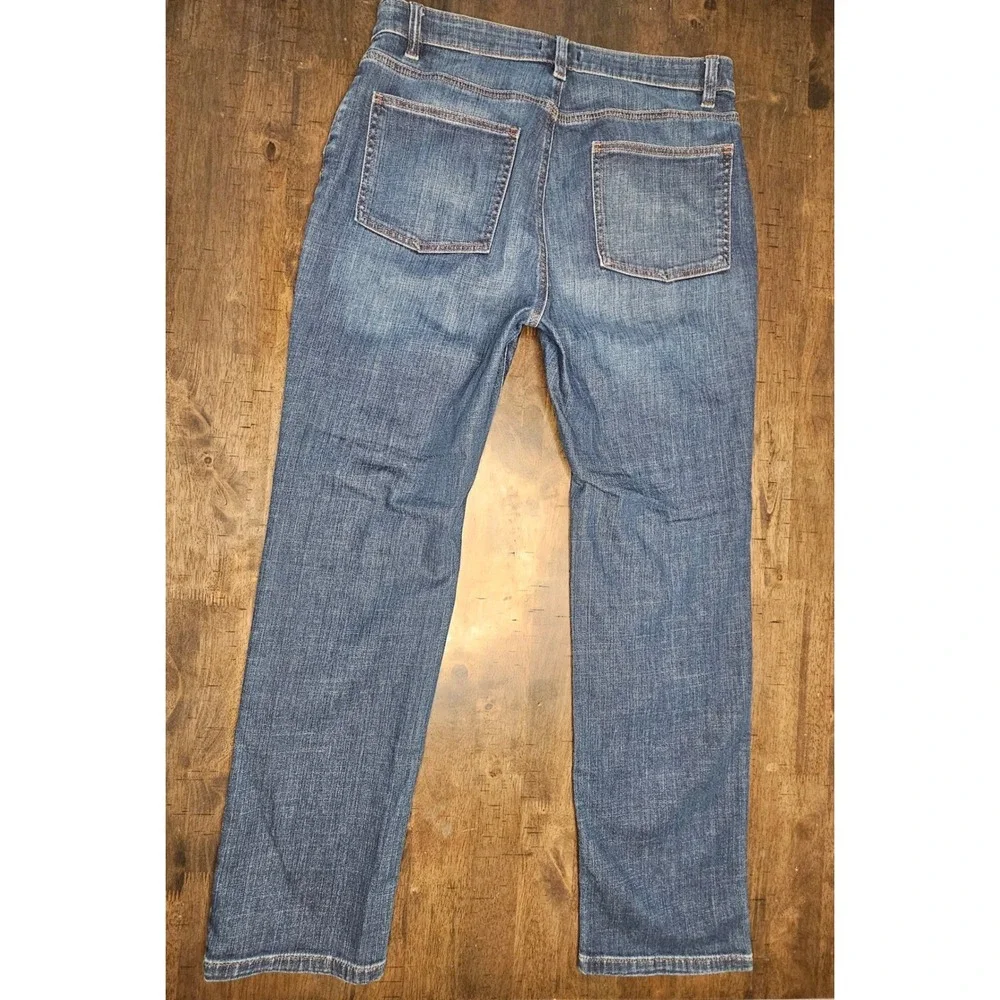 Eileen Fisher High Rise Jeans Organic Cotton Med Wash Straight Leg 12 Fall 2020 - Picture 3 of 10